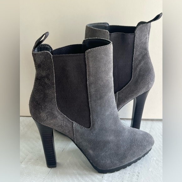 Lauren Ralph Lauren Shoes - Lauren Ralph Lauren Tiara Ankle Chelsea Boots  Suede Grey Heeled Booties sz 6.5